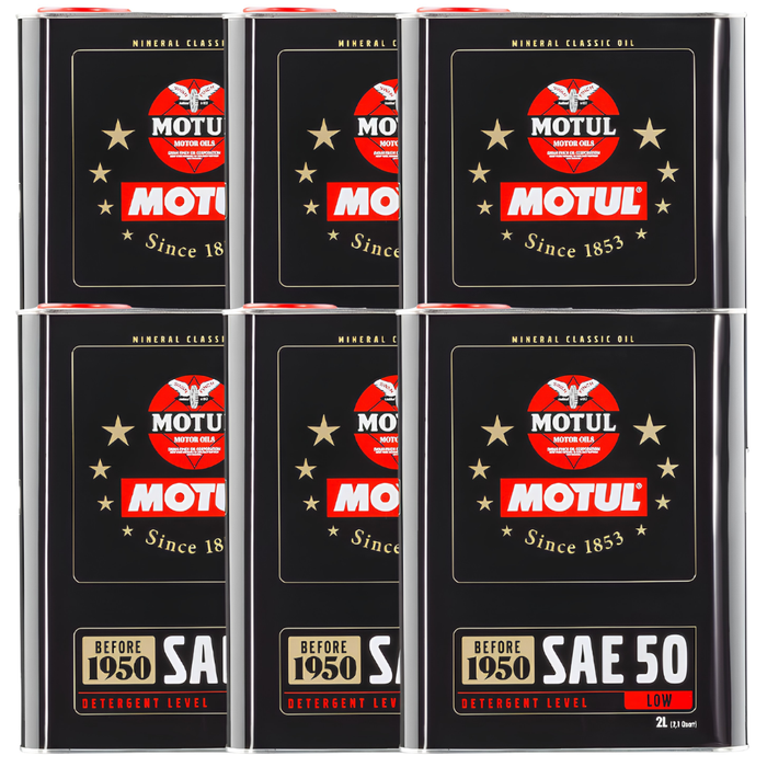 Motul Classic SAE 50 Mineral Monograde Vintage Engine Oil 2 Liter Pack of 6