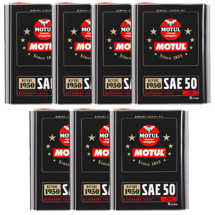 Motul Classic SAE 50 Mineral Monograde Vintage Engine Oil 2 Liter Pack of 7
