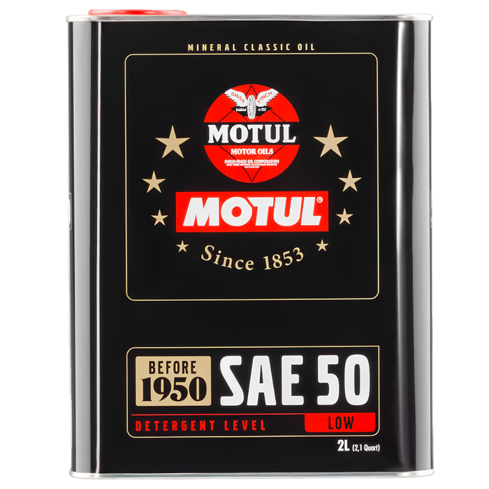 Motul Classic SAE 50 Mineral Monograde Vintage Engine Oil 2 Liter Pack of 8