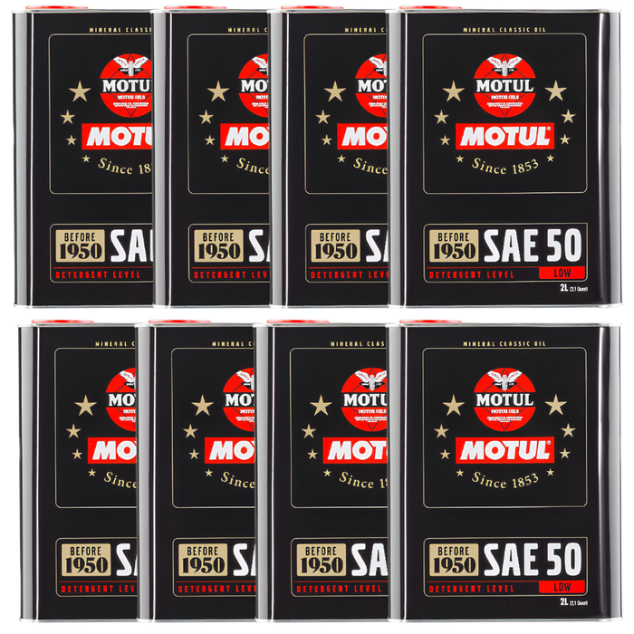 Motul Classic SAE 50 Mineral Monograde Vintage Engine Oil 2 Liter Pack of 8
