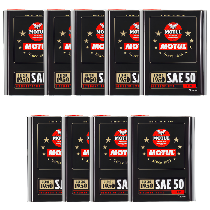 Motul Classic SAE 50 Mineral Monograde Vintage Engine Oil 2 Liter Pack of 9