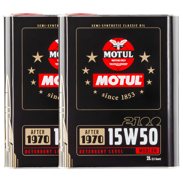 Motul Classic 2100 15W-50 Semi-Synthetic Classic Engine Oil 2 Liter Pack of 2