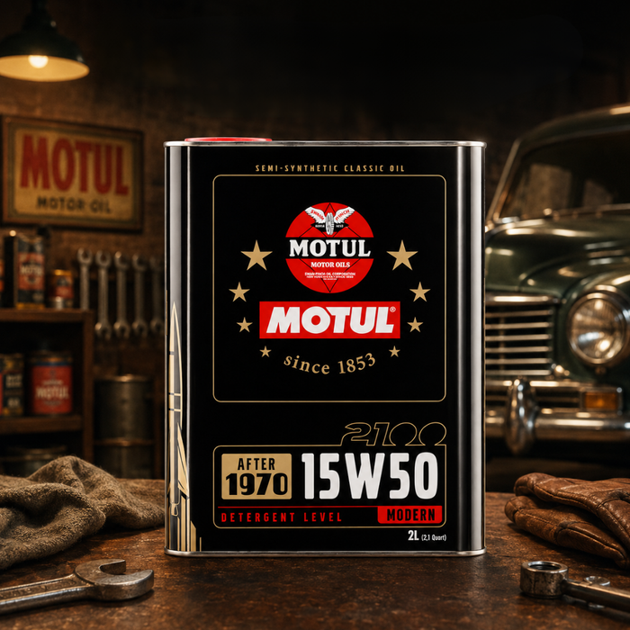 Motul Classic 2100 15W-50 Semi-Synthetic Classic Engine Oil 2 Liter Pack of 4
