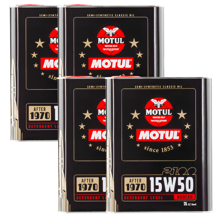 Motul Classic 2100 15W-50 Semi-Synthetic Classic Engine Oil 2 Liter Pack of 4