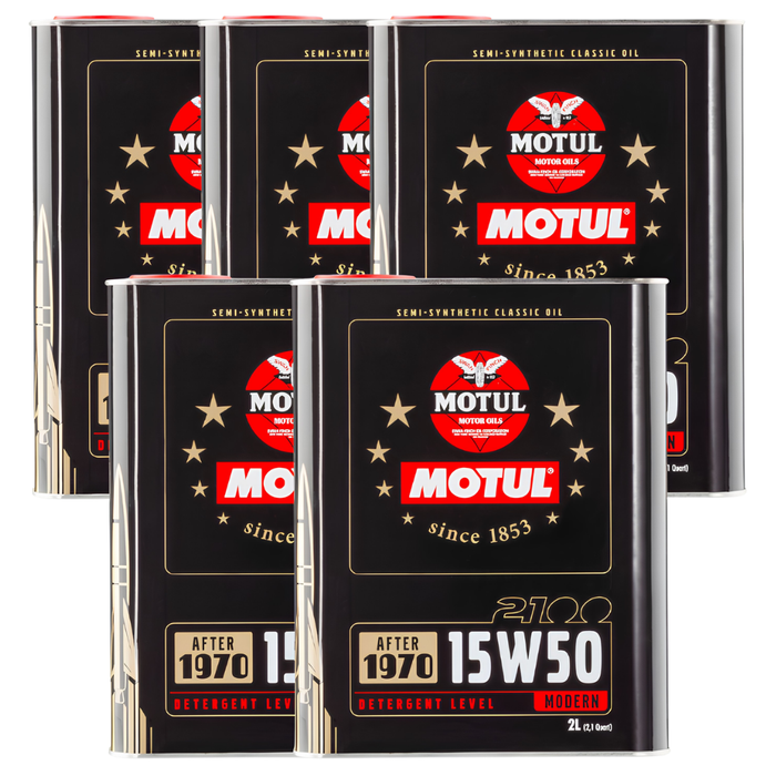 Motul Classic 2100 15W-50 Semi-Synthetic Classic Engine Oil 2 Liter Pack of 5