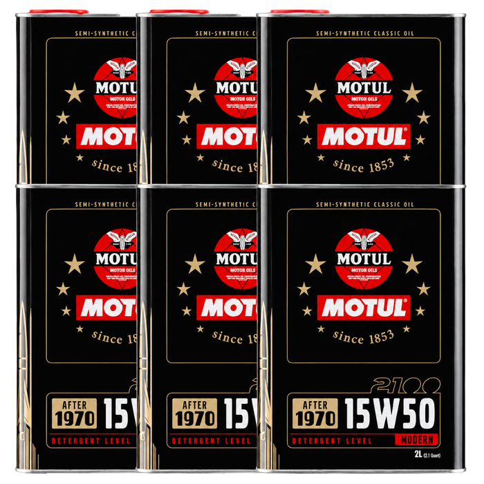 Motul Classic 2100 15W-50 Semi-Synthetic Classic Engine Oil 2 Liter Pack of 6