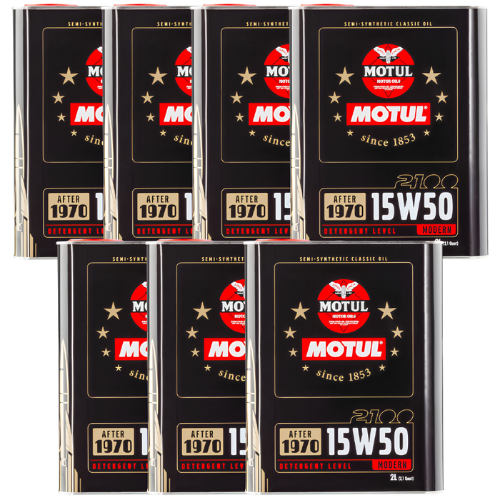 Motul Classic 2100 15W-50 Semi-Synthetic Classic Engine Oil 2 Liter Pack of 7