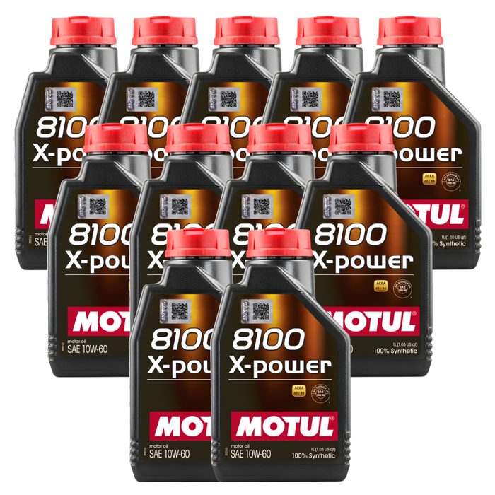 Motul 8100 X-POWER 10W-60 100% Synthetic High Performance Engine Oil 1L Pack of 11