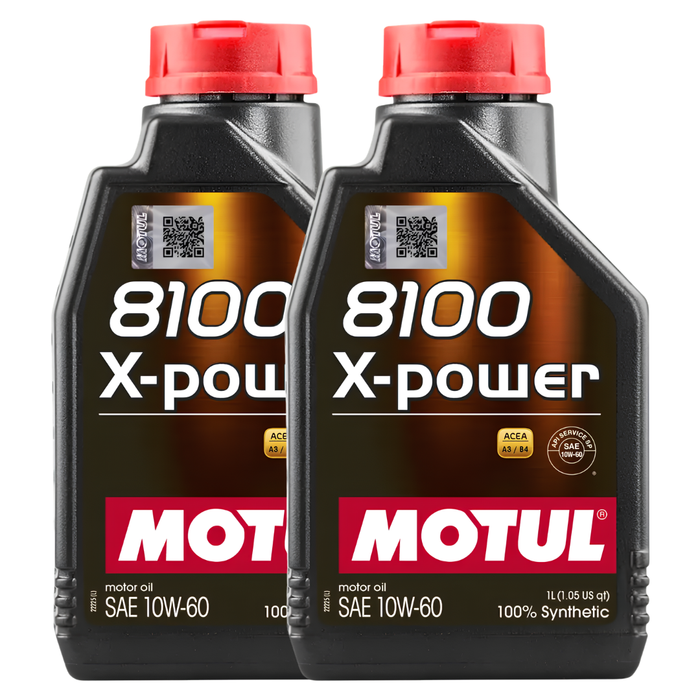 Motul 8100 X-POWER 10W-60 100% Synthetic High Performance Engine Oil 1L Pack of 2