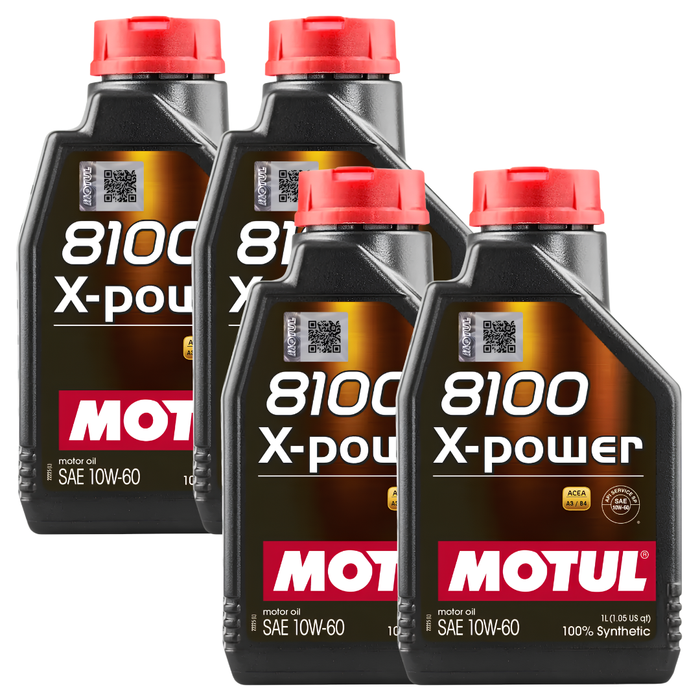 Motul 8100 X-POWER 10W-60 100% Synthetic High Performance Engine Oil 1L Pack of 4