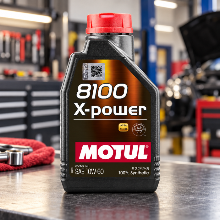 Motul 8100 X-POWER 10W-60 100% Synthetic High Performance Engine Oil 1L Pack of 6