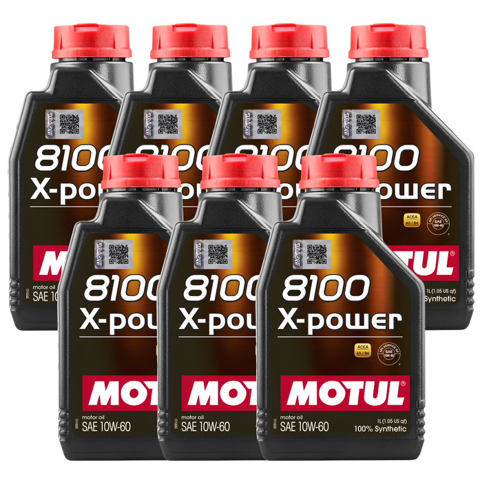 Motul 8100 X-POWER 10W-60 100% Synthetic High Performance Engine Oil 1L Pack of 7