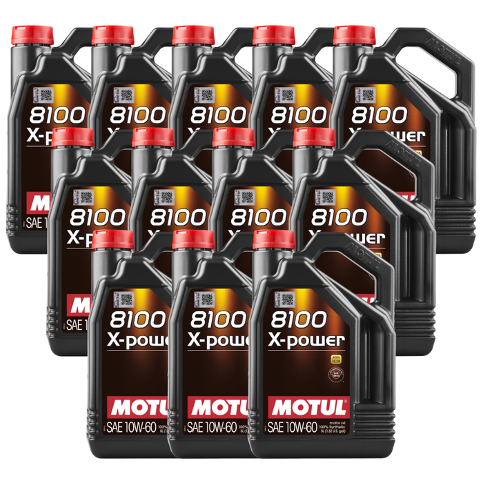 Motul 8100 X-POWER 10W-60 100% Synthetic High Performance Engine Oil 5L Pack of 12