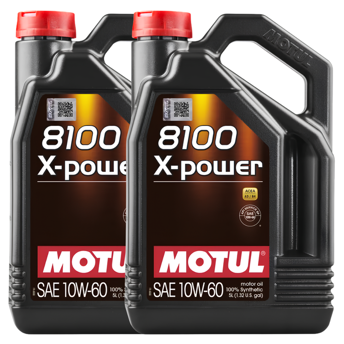 Motul 8100 X-POWER 10W-60 100% Synthetic High Performance Engine Oil 5L Pack of 2