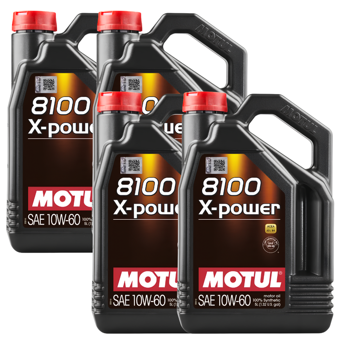 Motul 8100 X-POWER 10W-60 100% Synthetic High Performance Engine Oil 5L Pack of 4