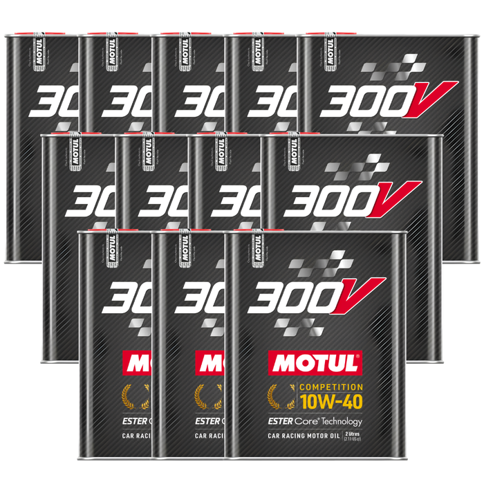 Motul 300V Competition 10W-40 100% Synthetic Ester Core Racing Engine Oil 2L Pack of 12