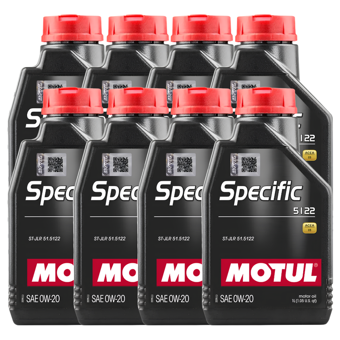 Motul Specific 5122 0W-20 100% Synthetic Fuel Economy JLR Engine Oil 1L Pack of 8