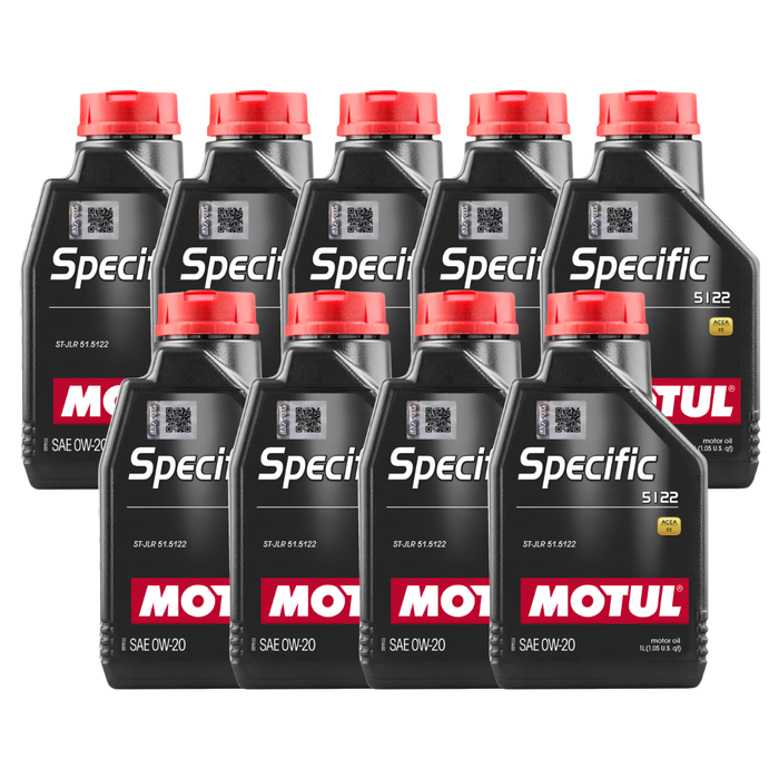 Motul Specific 5122 0W-20 100% Synthetic Fuel Economy JLR Engine Oil 1L Pack of 9