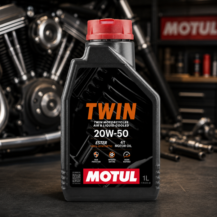 Motul Twin Motor Oil 20W-50 100% Synthetic Ester V-Twin Motorcycle Oil 1 Qt