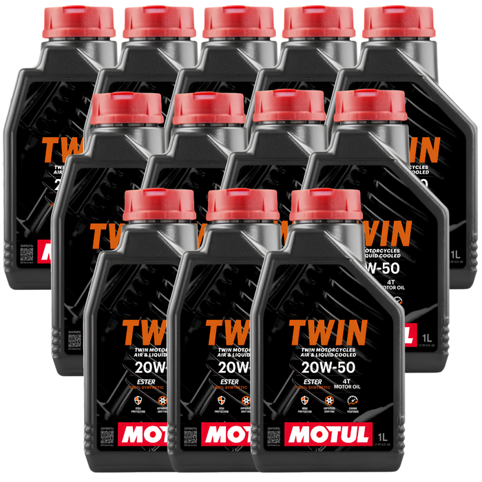 Motul Twin Motor Oil 20W-50 100% Synthetic Ester V-Twin Motorcycle Oil 1 Qt Pack of 12