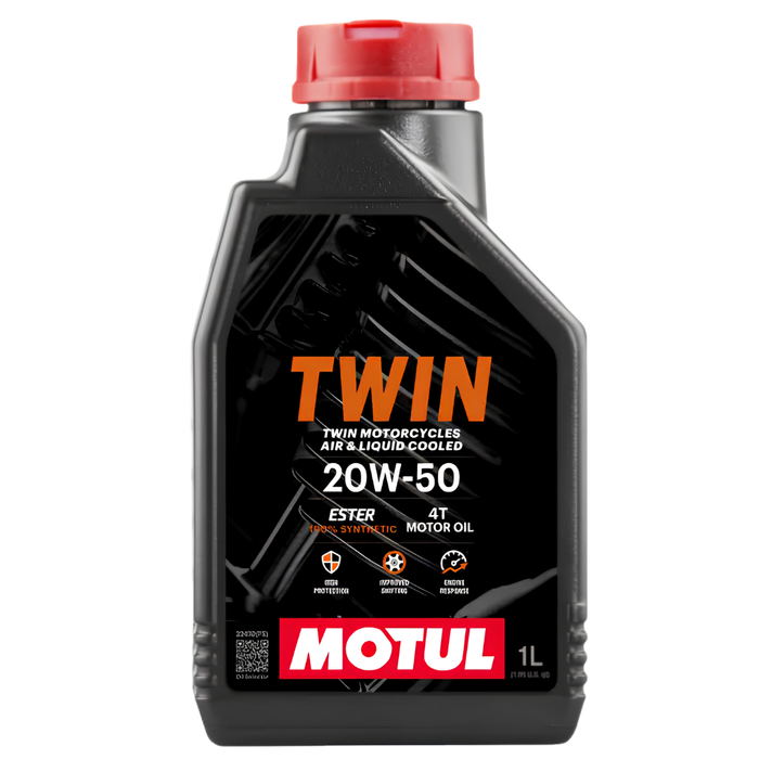 Motul Twin Motor Oil 20W-50 100% Synthetic Ester V-Twin Motorcycle Oil 1 Qt