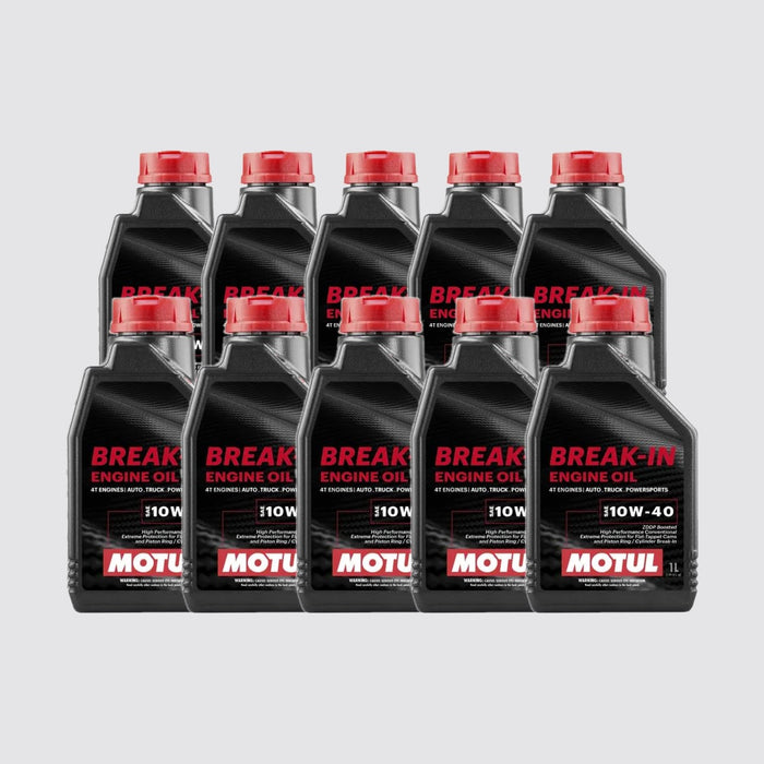 Motul Break-In Engine Oil 10W-40 High-Zinc Mineral Oil 1 Quart Pack of 10