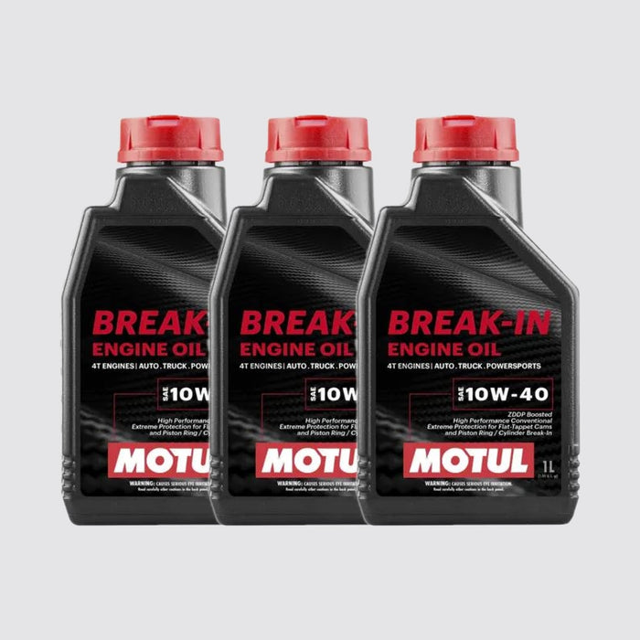 Motul Break-In Engine Oil 10W-40 High-Zinc Mineral Oil 1 Quart Pack of 3