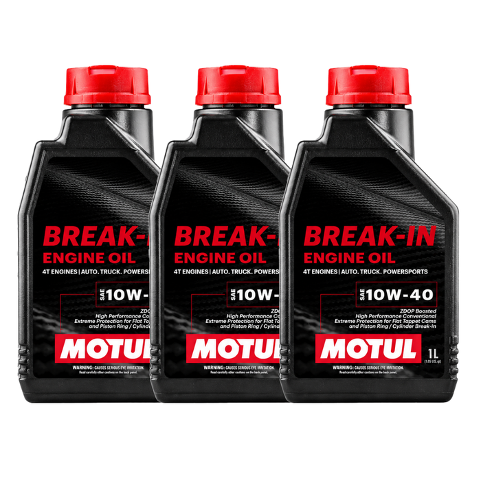 Motul Break-In Engine Oil 10W-40 High-Zinc Mineral Oil 1 Quart Pack of 3