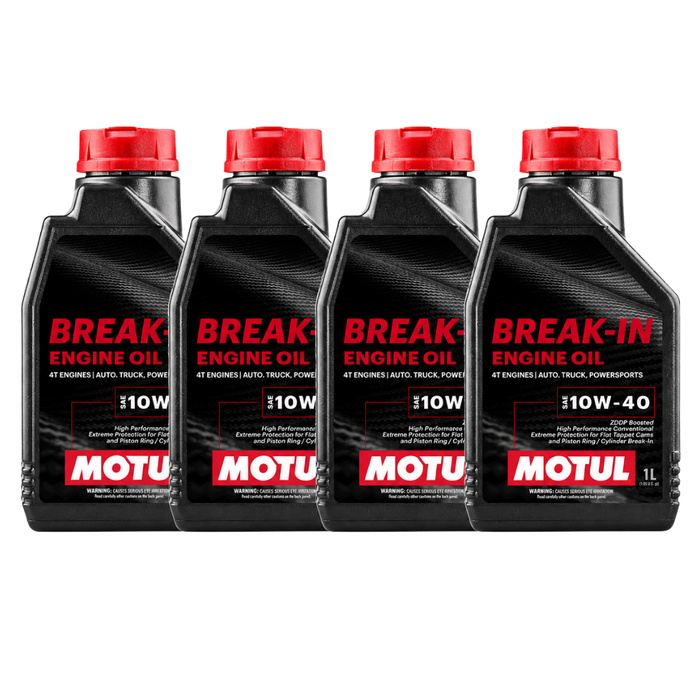 Motul Break-In Engine Oil 10W-40 High-Zinc Mineral Oil 1 Quart Pack of 4
