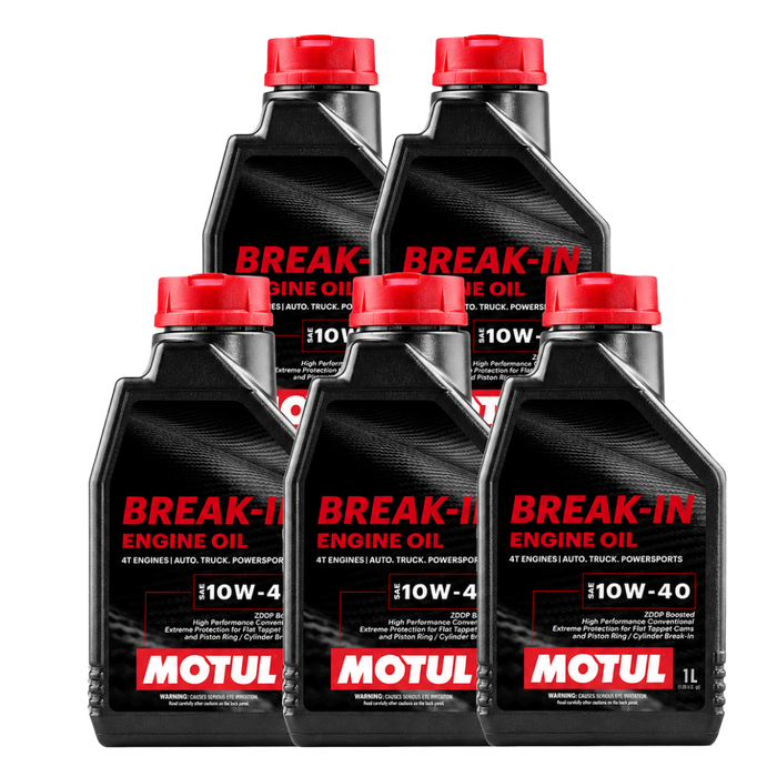 Motul Break-In Engine Oil 10W-40 High-Zinc Mineral Oil 1 Quart Pack of 5