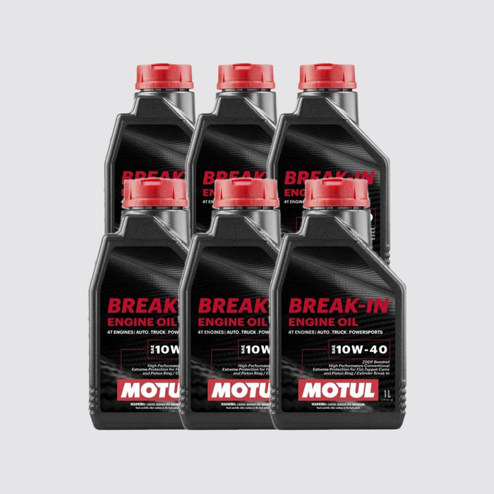 Motul Break-In Engine Oil 10W-40 High-Zinc Mineral Oil 1 Quart Pack of 6