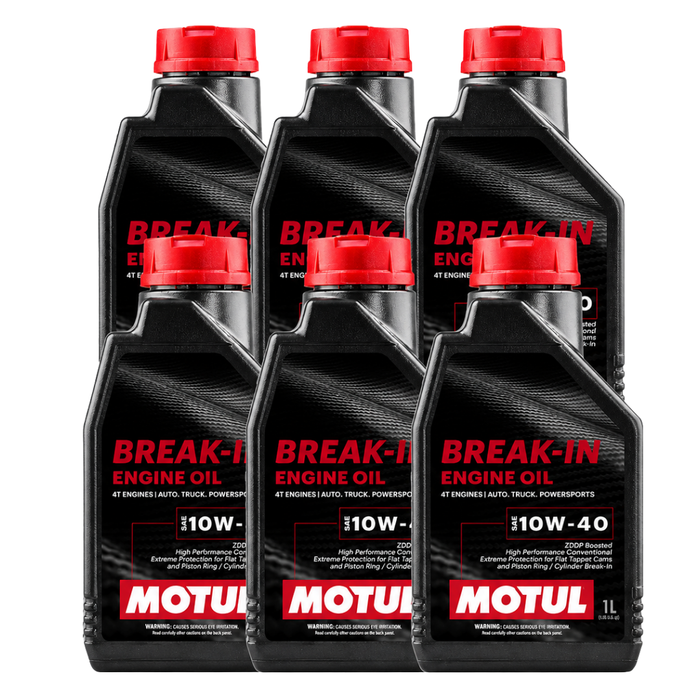 Motul Break-In Engine Oil 10W-40 High-Zinc Mineral Oil 1 Quart Pack of 6