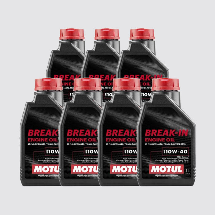 Motul Break-In Engine Oil 10W-40 High-Zinc Mineral Oil 1 Quart Pack of 7
