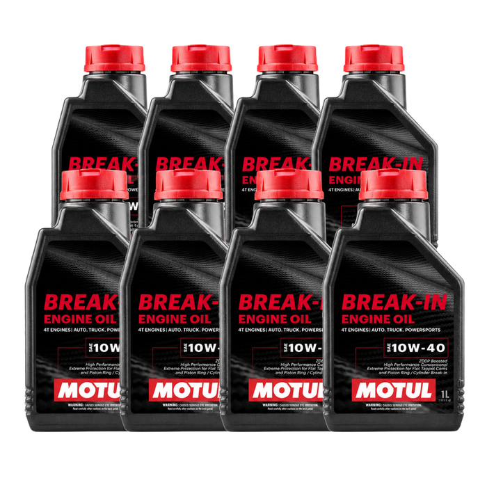 Motul Break-In Engine Oil 10W-40 High-Zinc Mineral Oil 1 Quart Pack of 8