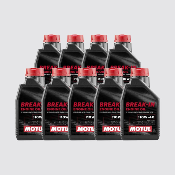 Motul Break-In Engine Oil 10W-40 High-Zinc Mineral Oil 1 Quart Pack of 9