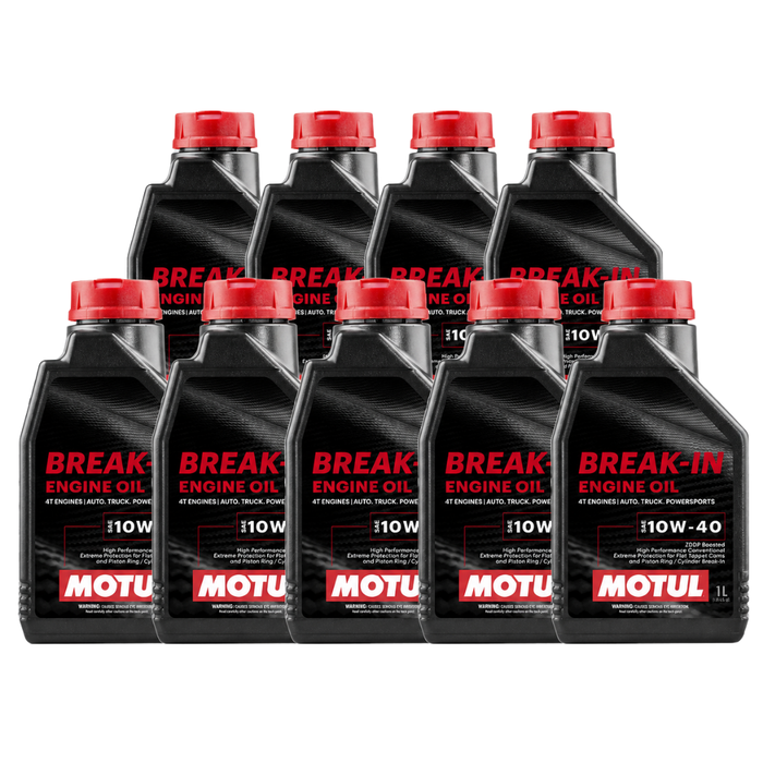 Motul Break-In Engine Oil 10W-40 High-Zinc Mineral Oil 1 Quart Pack of 9