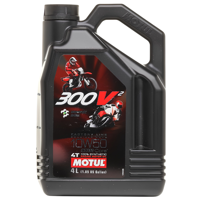 Motul 300V² Factory Line 10W-50 4T Synthetic Racing Motorcycle Oil 4L