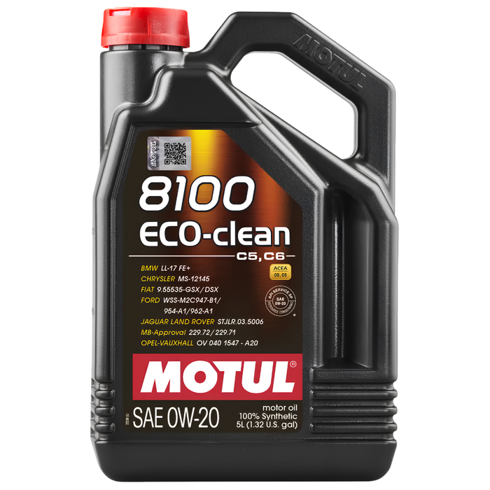 Motul 8100 Eco-Clean 0W-20 100% Synthetic Fuel Economy Engine Oil 5L Pack of 2