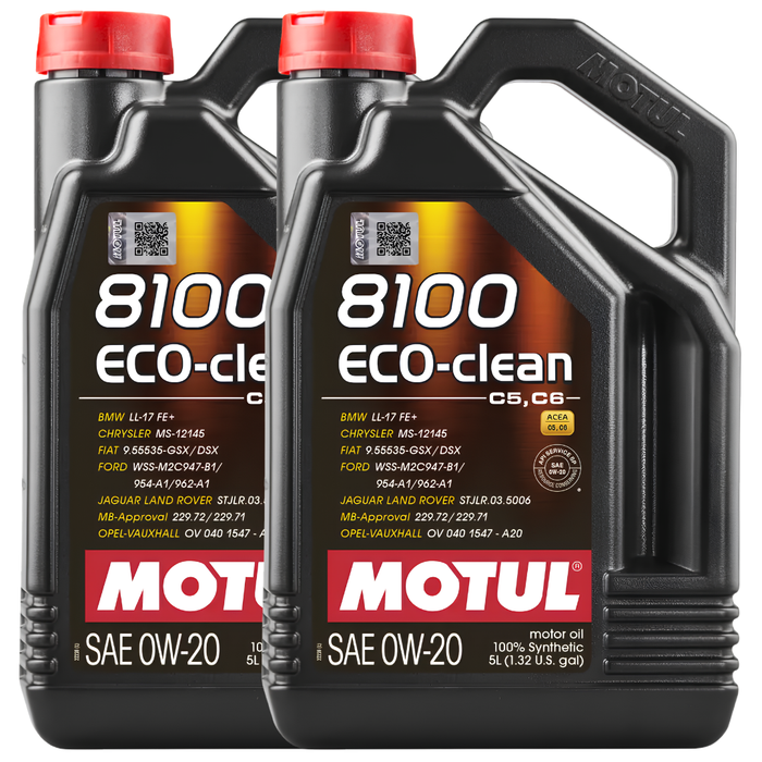 Motul 8100 Eco-Clean 0W-20 100% Synthetic Fuel Economy Engine Oil 5L Pack of 2