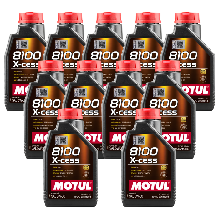 Motul 8100 X-Cess 5W-30 Synthetic Technology Gasoline & Diesel Engine Oil 1L Pack of 11