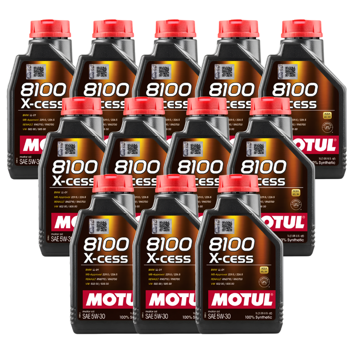 Motul 8100 X-Cess 5W-30 Synthetic Technology Gasoline & Diesel Engine Oil 1L Pack of 12