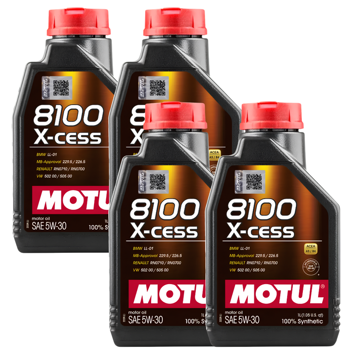 Motul 8100 X-Cess 5W-30 Synthetic Technology Gasoline & Diesel Engine Oil 1L Pack of 4