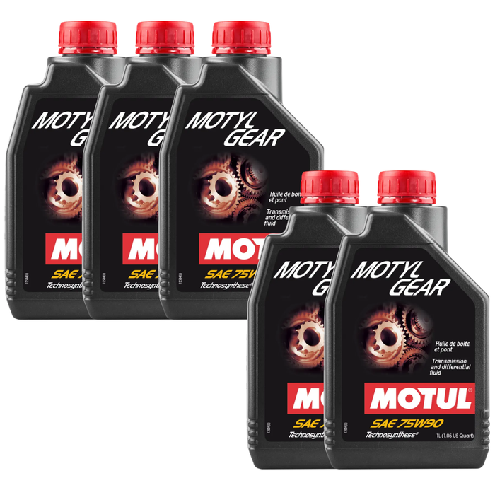 Motul Motylgear 75W-90 Technosynthese GL-4 GL-5 Manual Gear Oil 1L Pack of 5