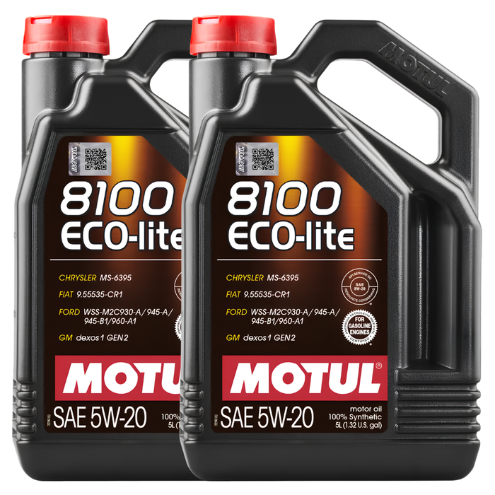Motul 8100 ECO-LITE 5W-20 100% Synthetic Fuel Economy Engine Oil 5L Pack of 2