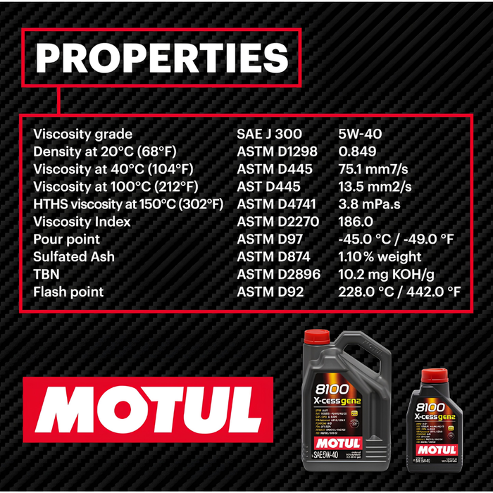 Motul 8100 X-Cess Gen2 5W-40 Full Synthetic Engine Oil 208 Liter Drum