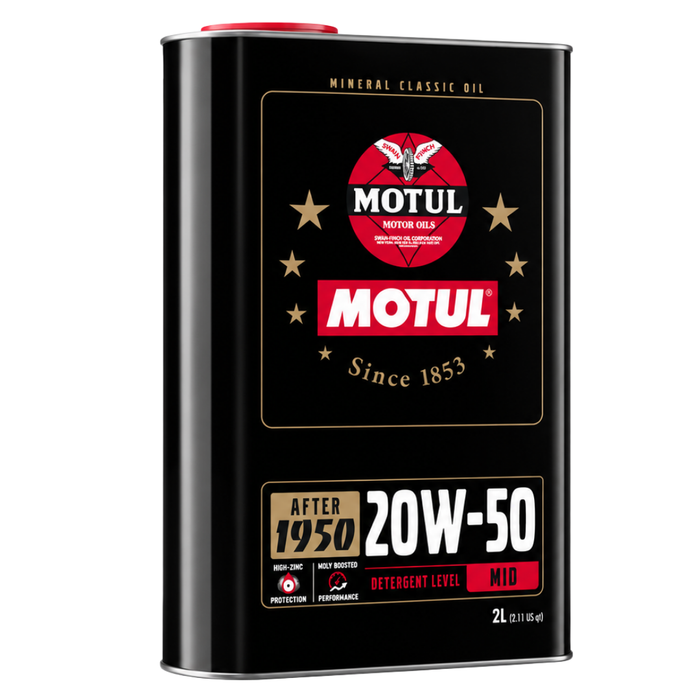 Motul Classic Performance 20W-50 High-Zinc Mineral Engine Oil 2L Pack of 5