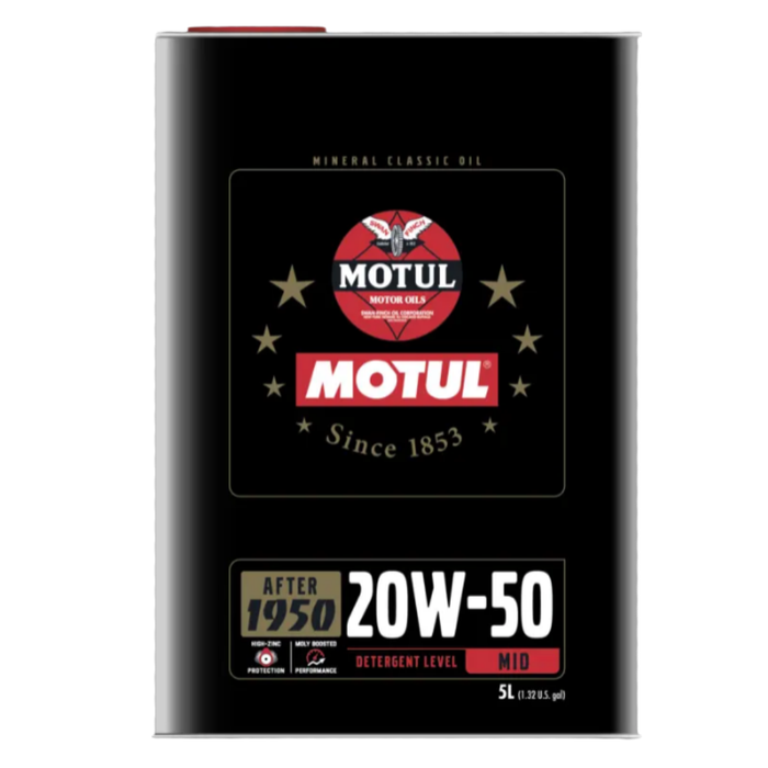 Motul Classic Performance 20W-50 Mineral High-Zinc Engine Oil 5 Liter