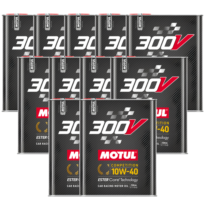 Motul 300V Competition 10W-40 100% Synthetic Ester Core Racing Engine Oil 2L Pack of 11