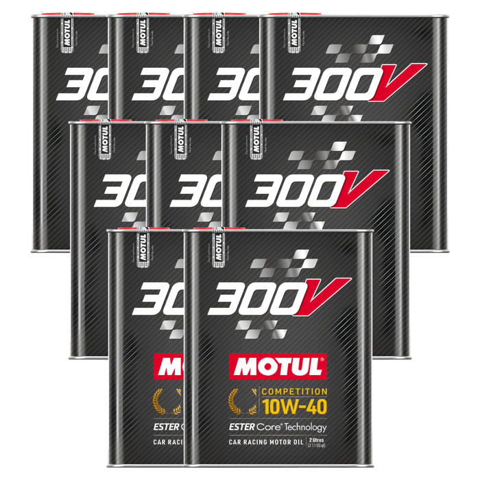 Motul 300V Competition 10W-40 100% Synthetic Ester Core Racing Engine Oil 2L Pack of 9