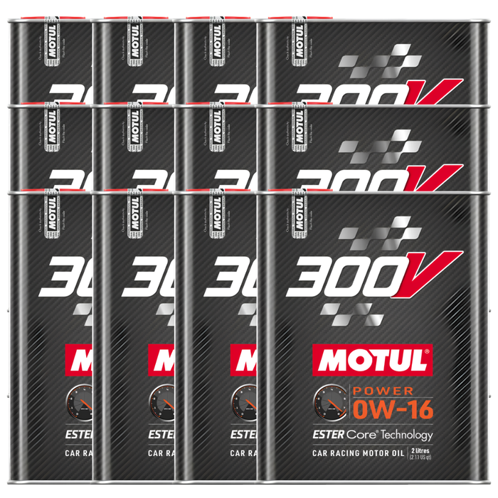 Motul 300V Power 0W-16 100% Synthetic Ester Core Racing Engine Oil 2L Pack of 12